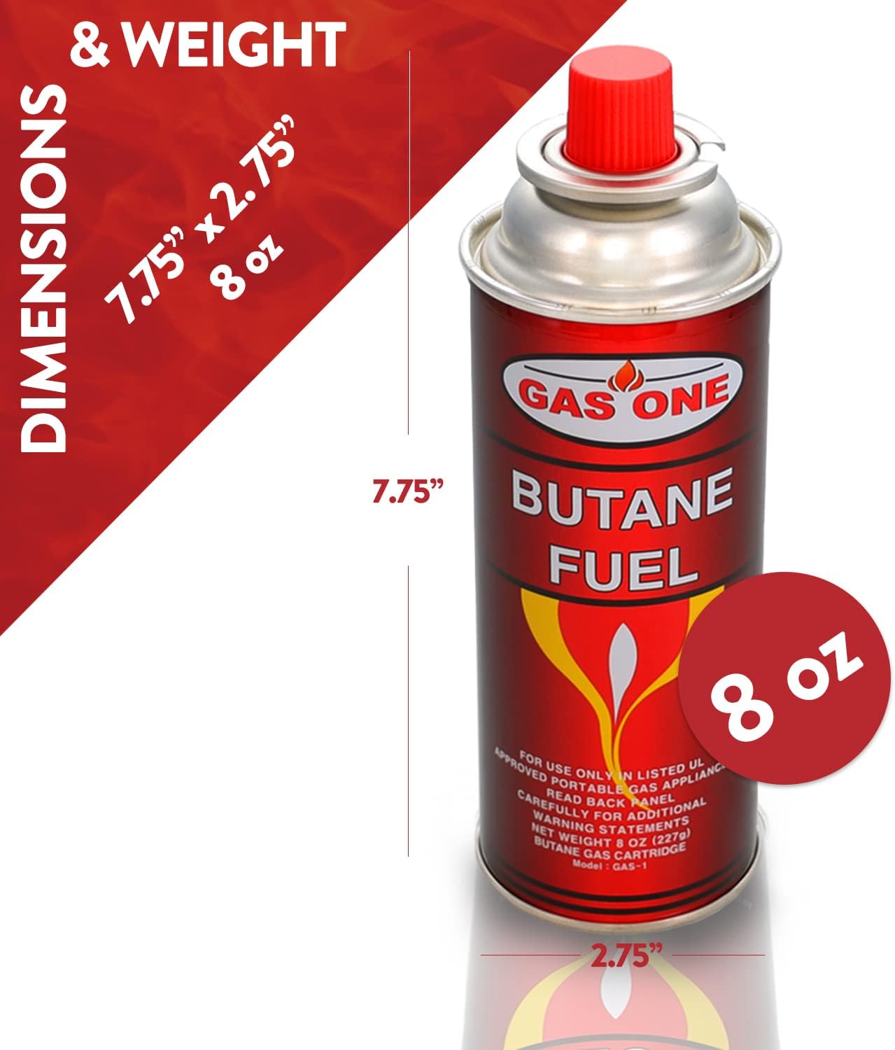 Gas One Butane Fuel for Camping Stoves 8oz